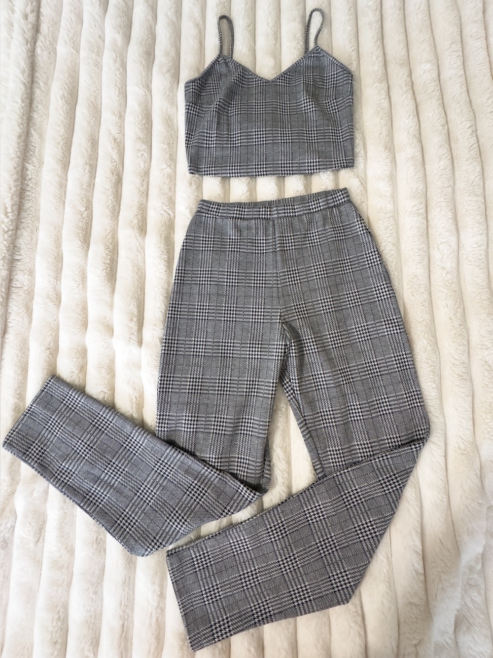Gray Glen Plaid Two-Piece Set Tank Top and Pants